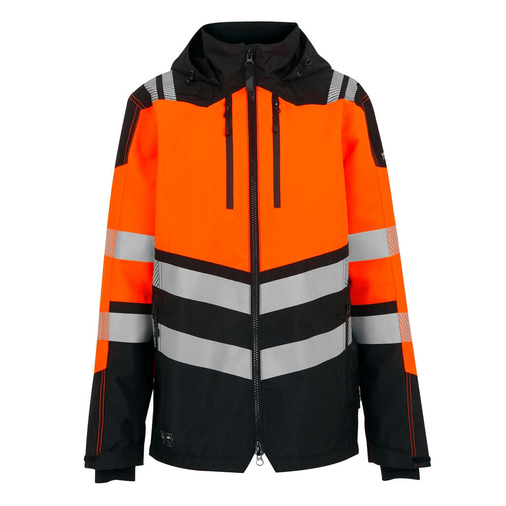 Mens HighVis Waterproof Jacket (Black/Orange)