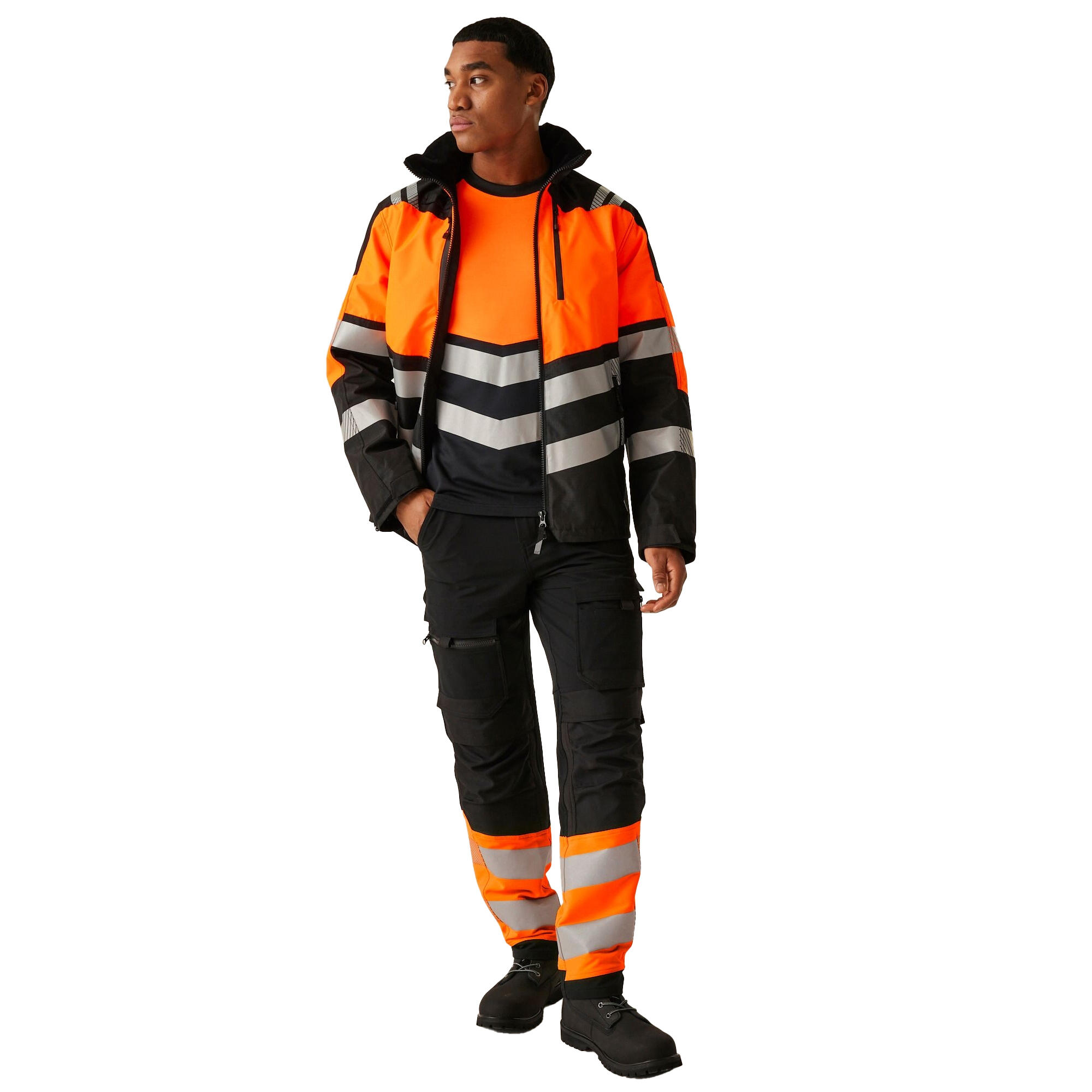 Waterdichte jas voor heren (Zwart/Oranje) 4/5