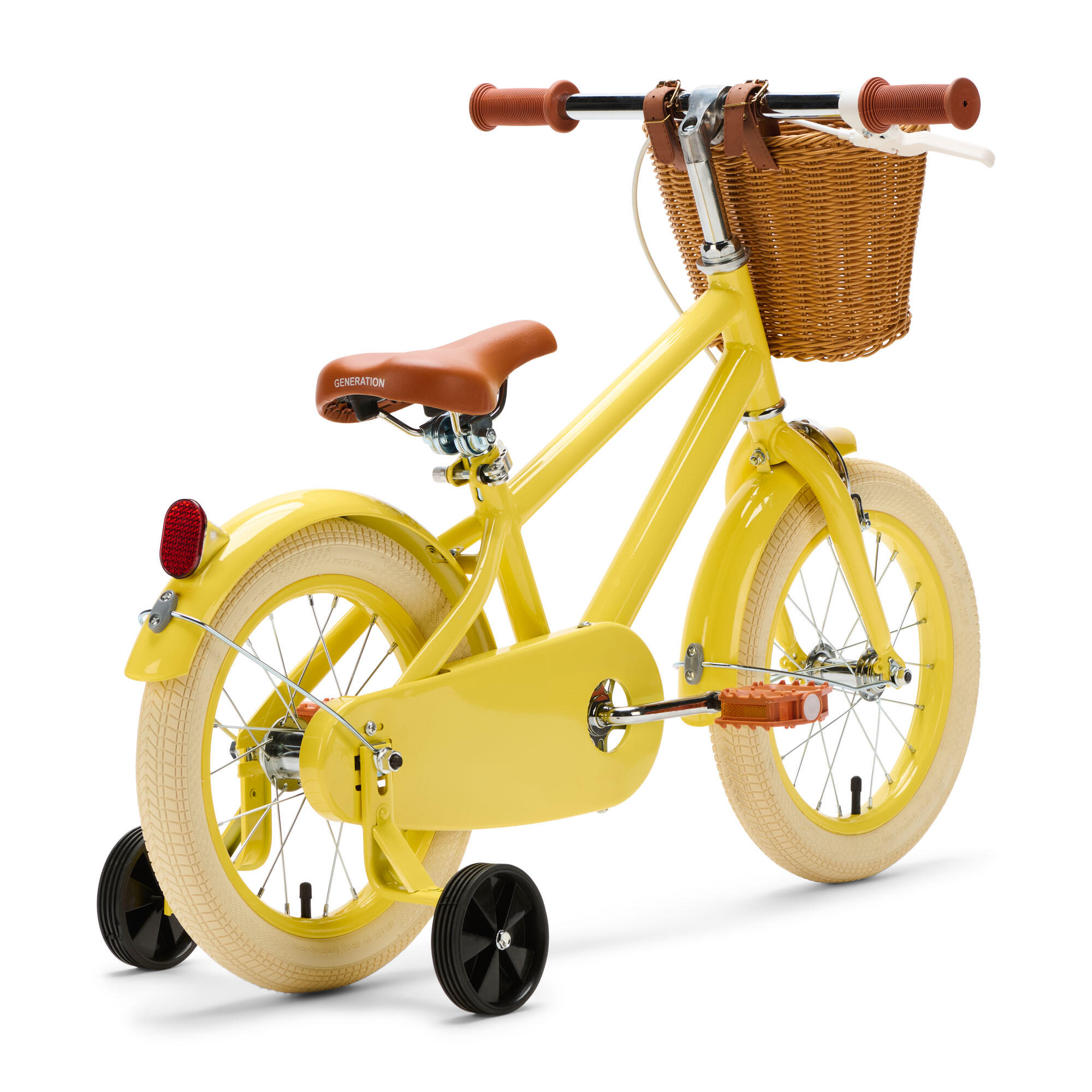 Generation Retro 14 pulgadas Amarilla – Bicicleta Infantil con Cestita 3/4