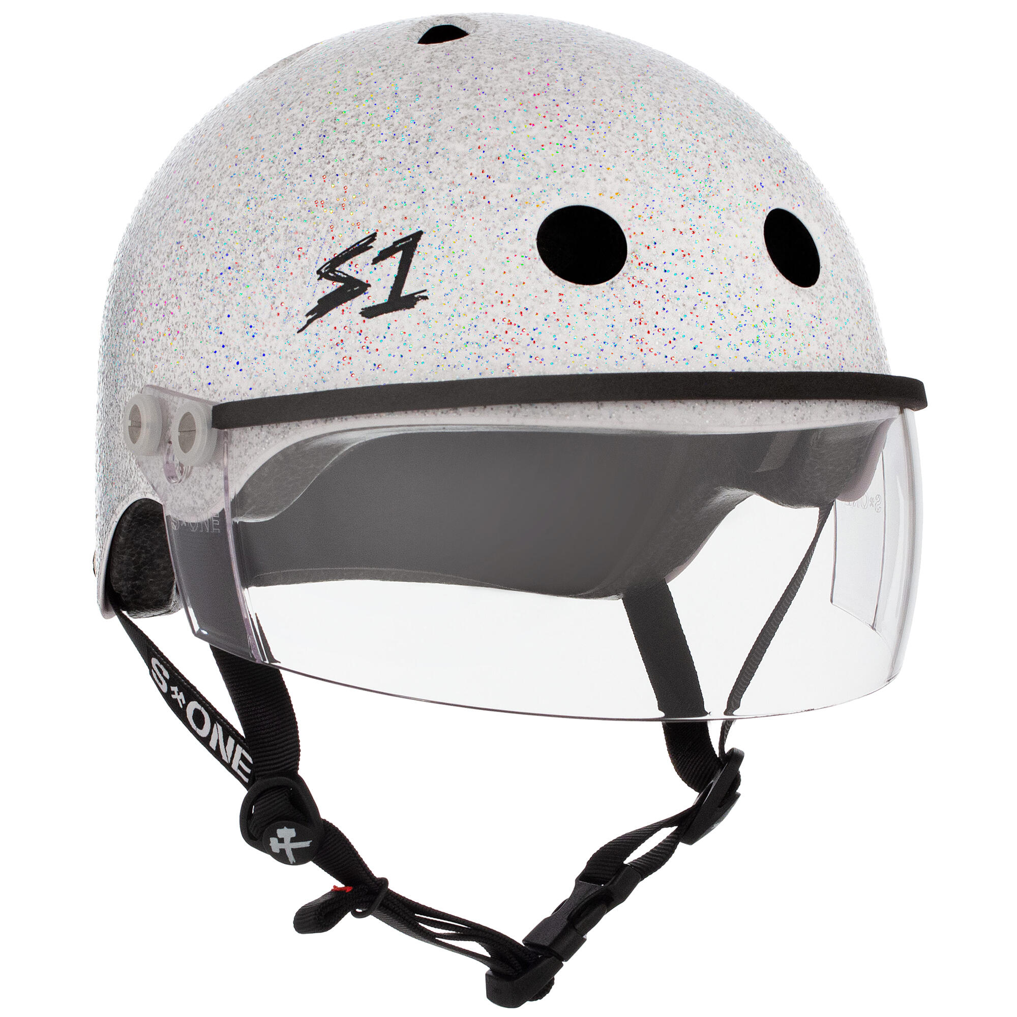 S1 HELMETS S1 LIFER VISOR Helmet – Multi & High Impact Certified – White Glitter