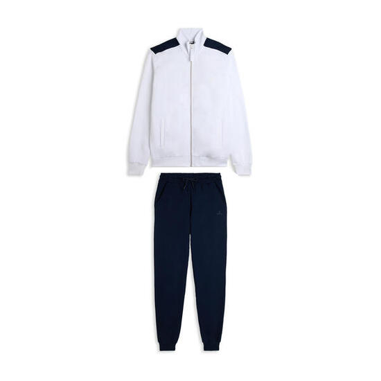 Tuta sportiva in cotone con felpa zip e dettagli a contrasto