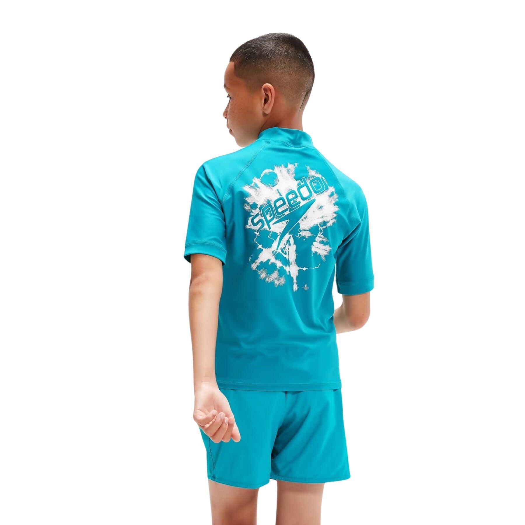 Speedo Printed Short Sleeve Rash Schwimmanzug Kinder 3/7