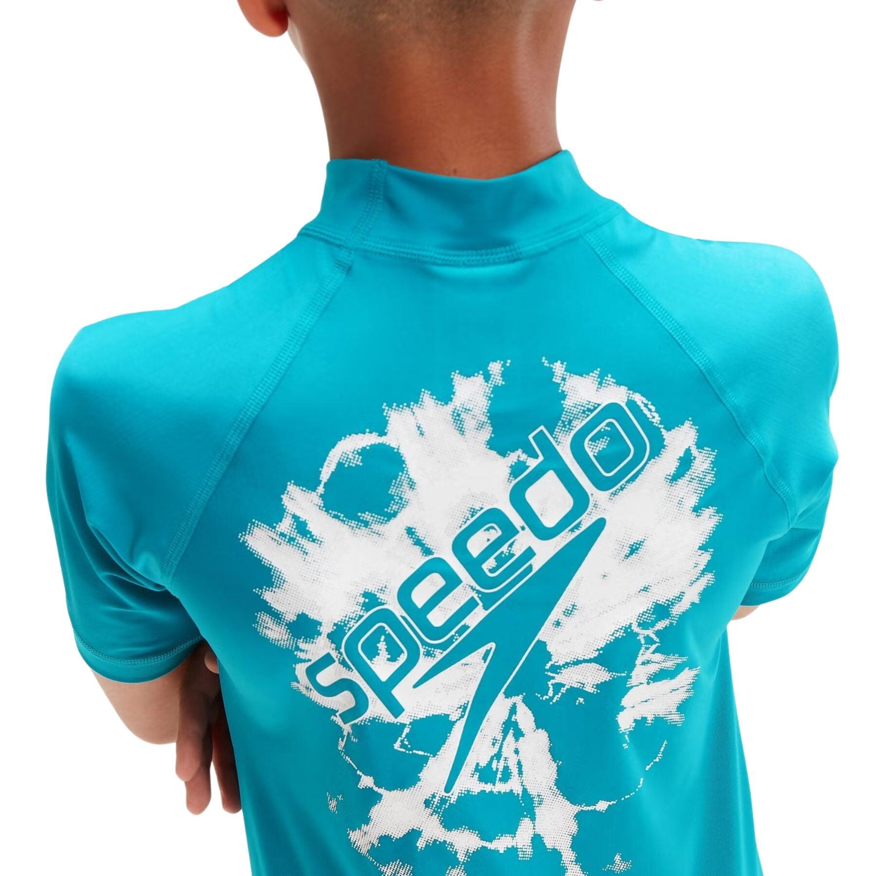 Speedo Printed Short Sleeve Rash Schwimmanzug Kinder 6/7