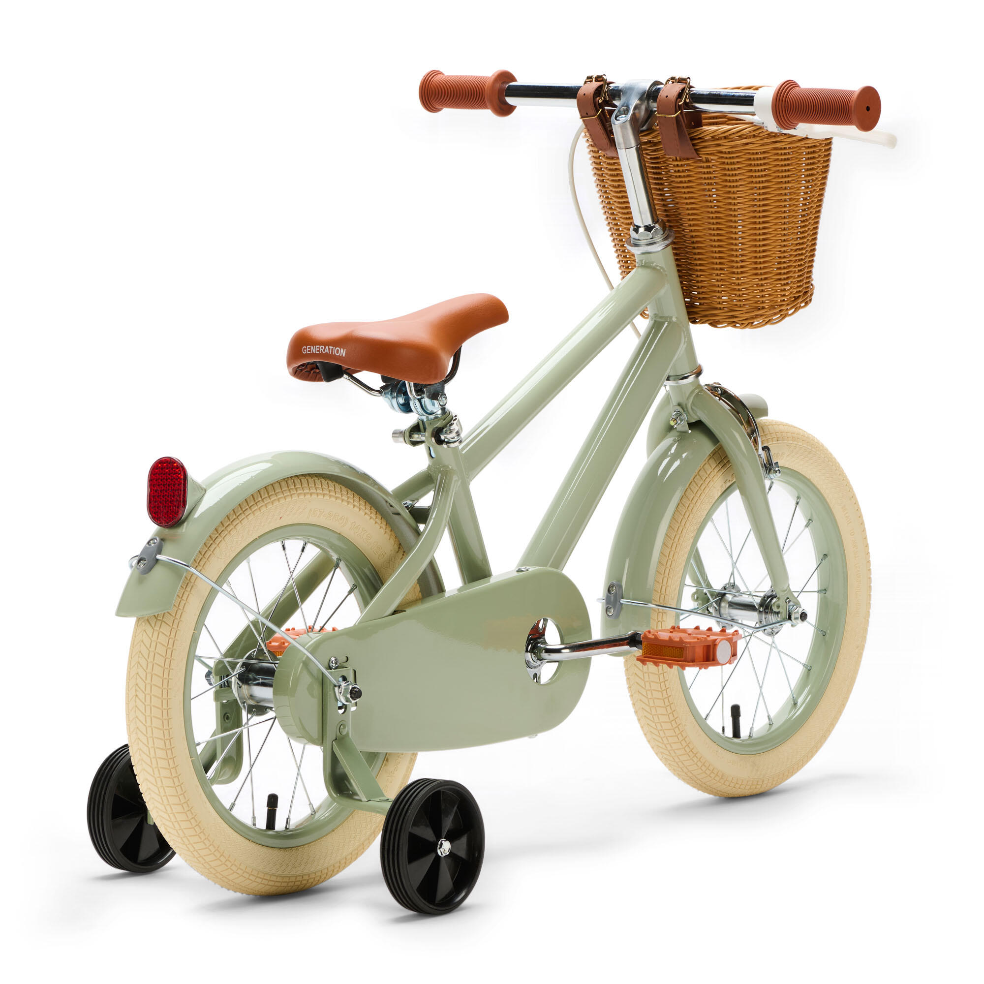 Generation Retro 14 Zoll Grün – Kinderfahrrad mit Korb 3/4