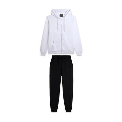 Tuta sportiva in cotone con felpa cappuccio e zip