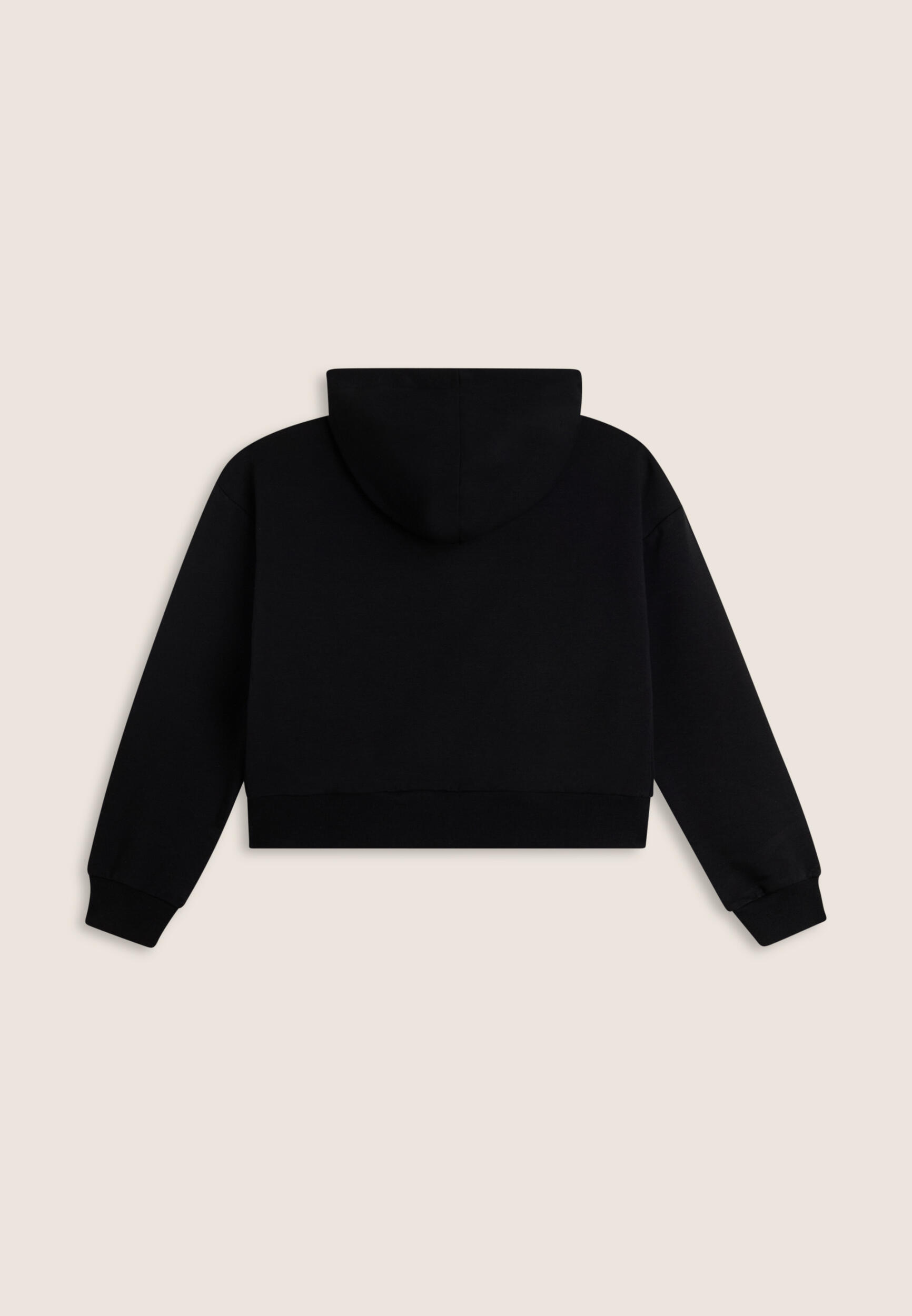 Felpa con cappuccio e zip con piccola stampa 2/3