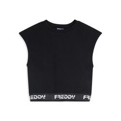 Top sans manches avec élastique jacquard orné de logo