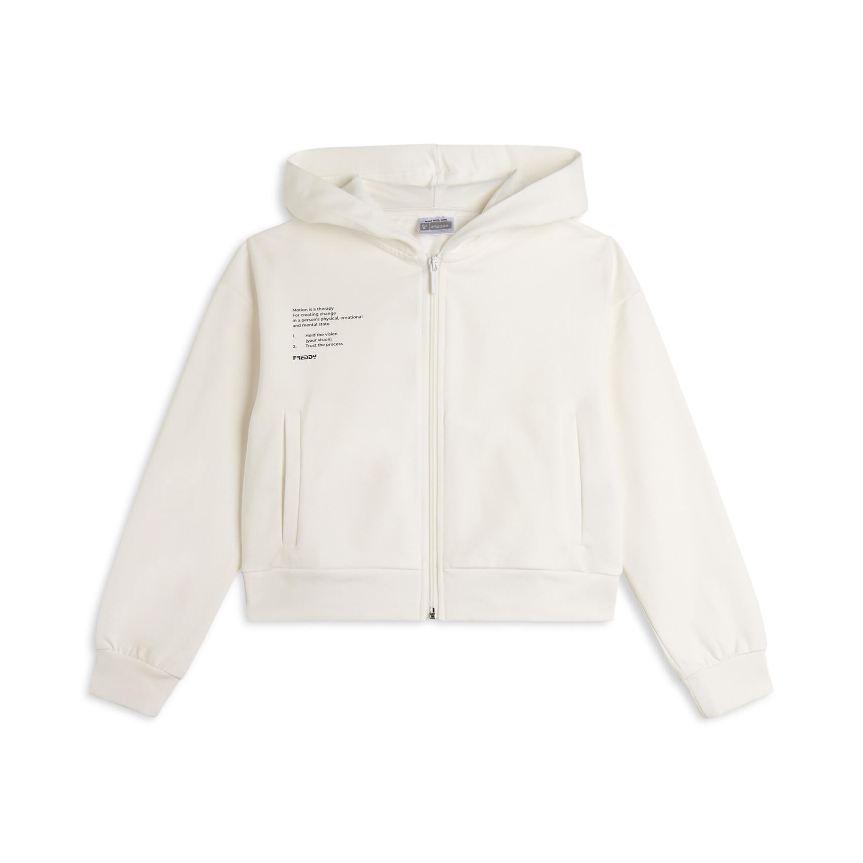 Freddy - Sweat-shirt À Capuche Et Fermeture À Glissière Avec Petit Imprimé - Sweat Zippé - Blanc - 4 À 6 Ans - Decathlon