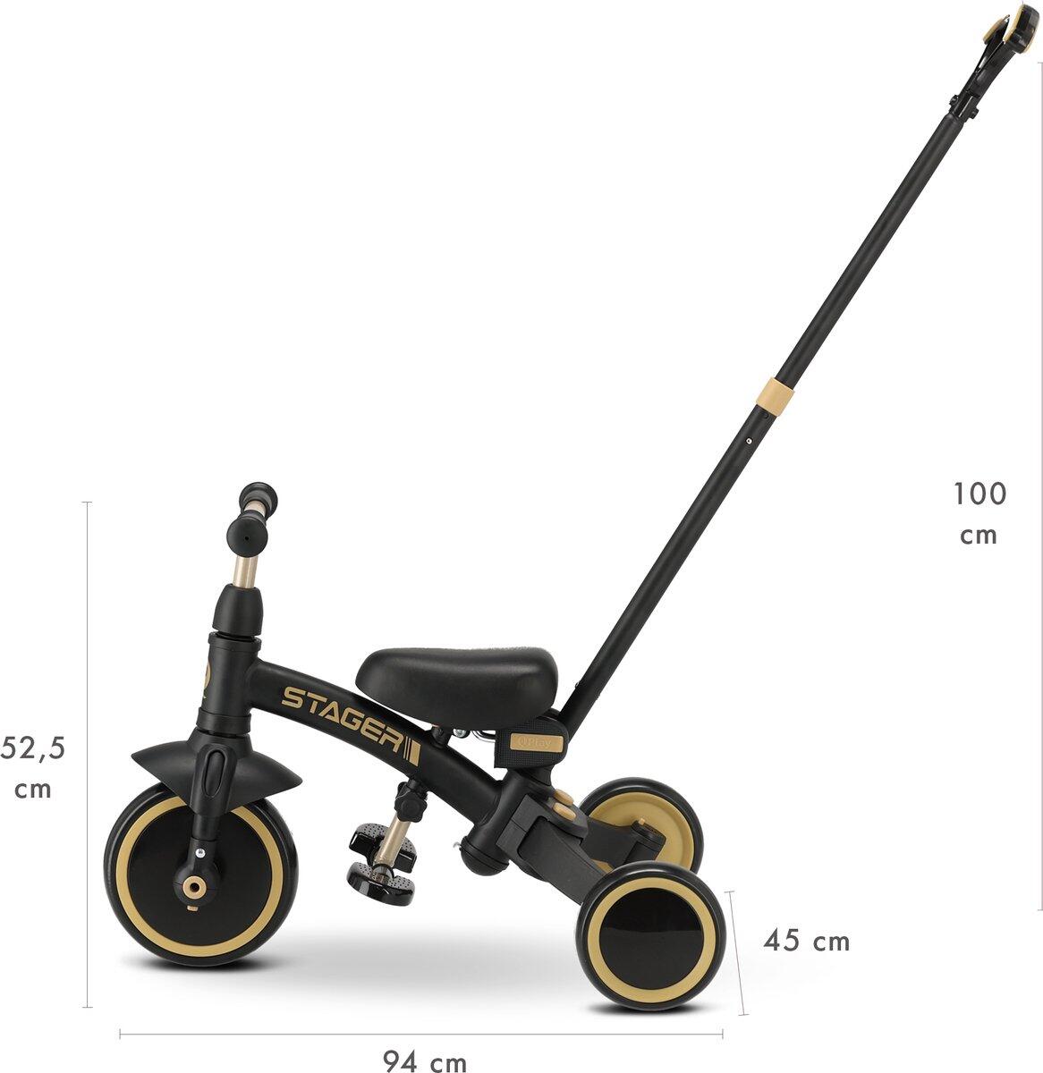 Qplay Stager Triciclo 3-em-1 - Dobrável - Preto/Ouro 6/7