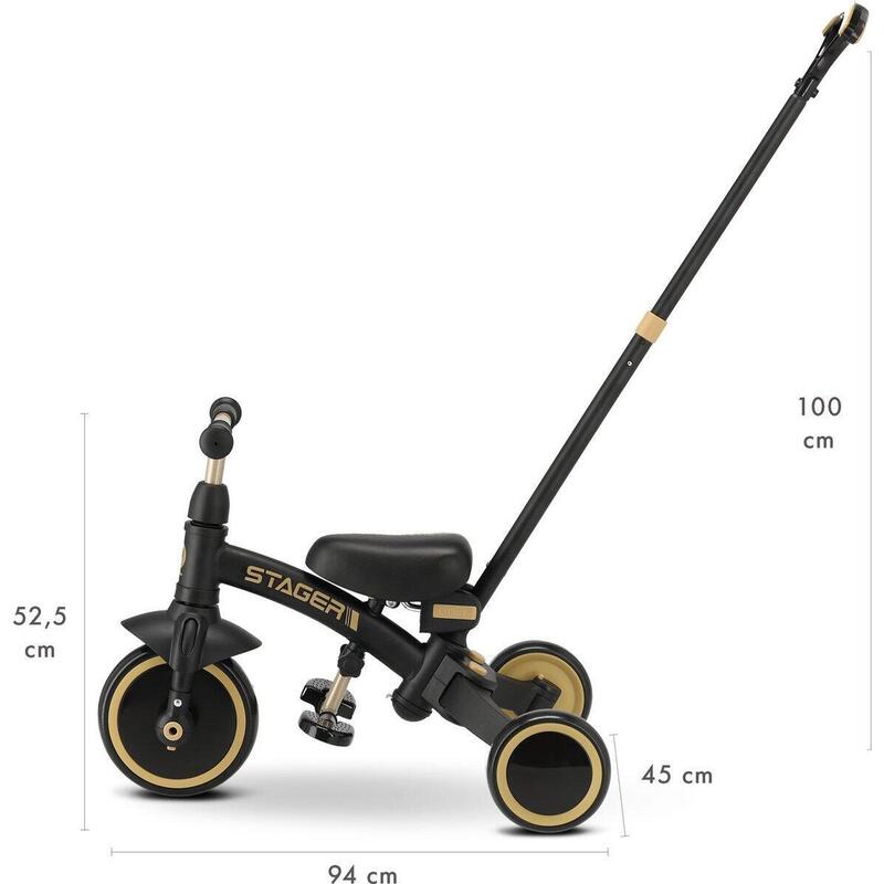 Qplay Stager Tricycle 3-en-1 - Pliable - Noir/Or