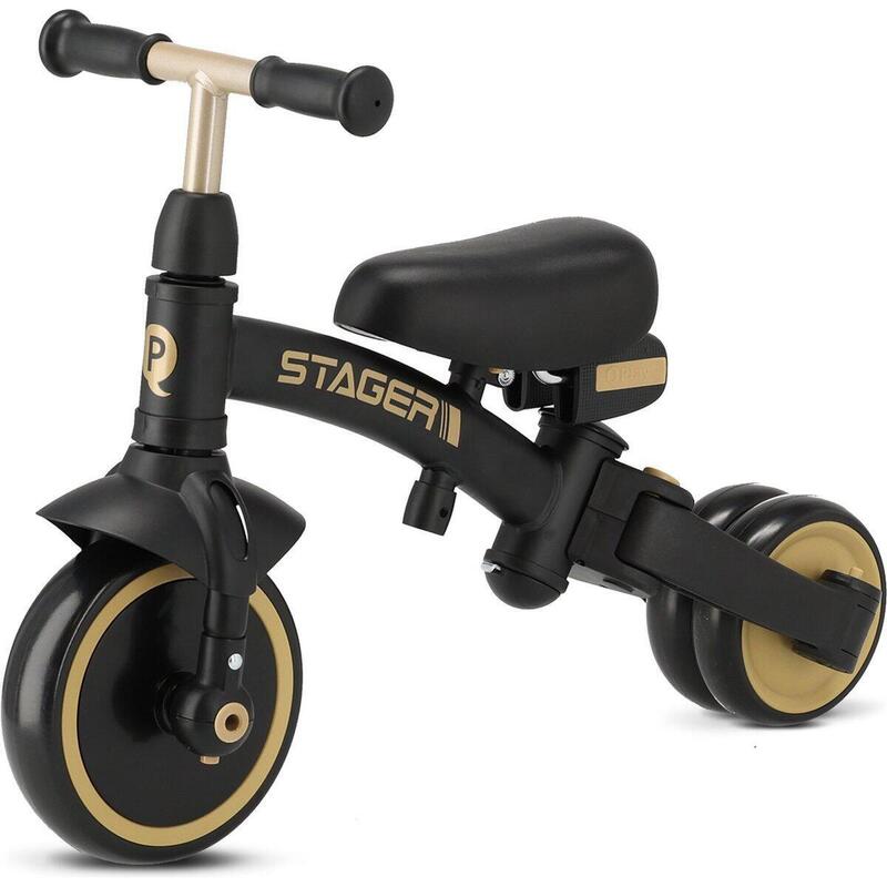 Qplay Stager Tricycle 3-en-1 - Pliable - Noir/Or