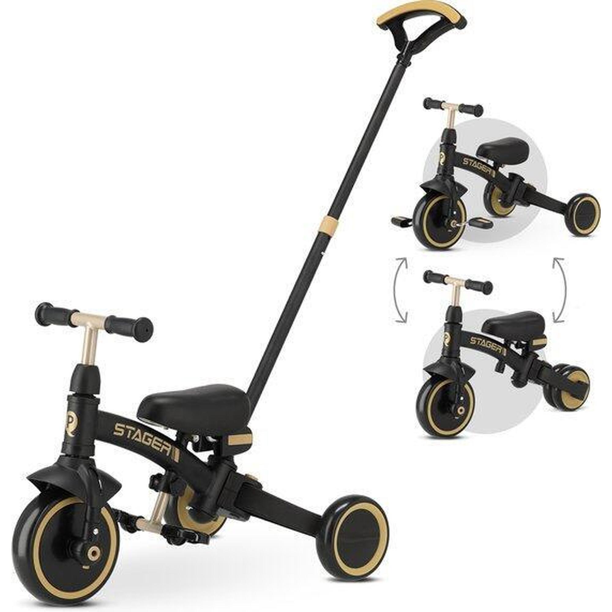 Qplay Stager Tricycle 3-en-1 - Pliable - Noir/Or