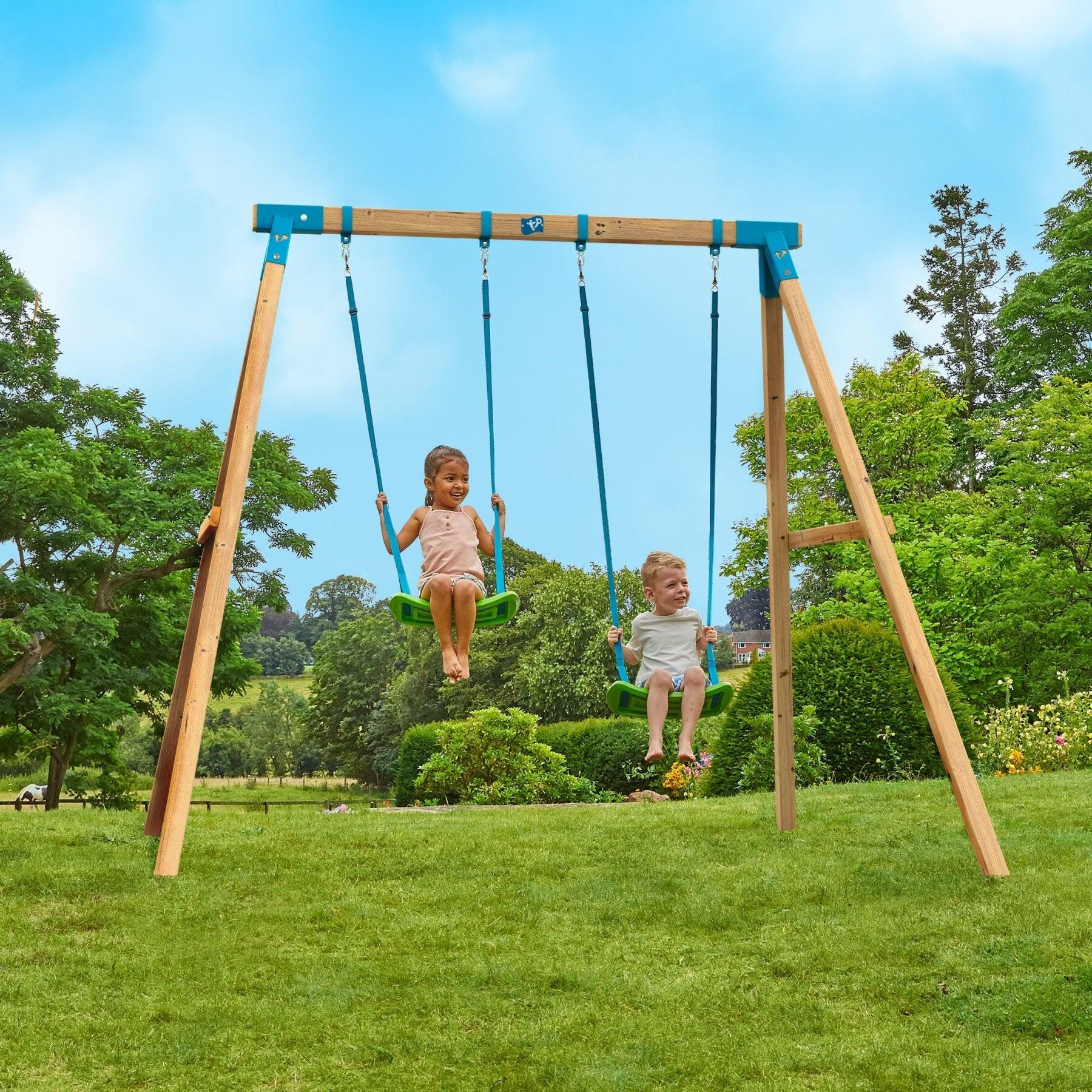 Portique 2 balançoires ACACIA bois H243cm 2/5