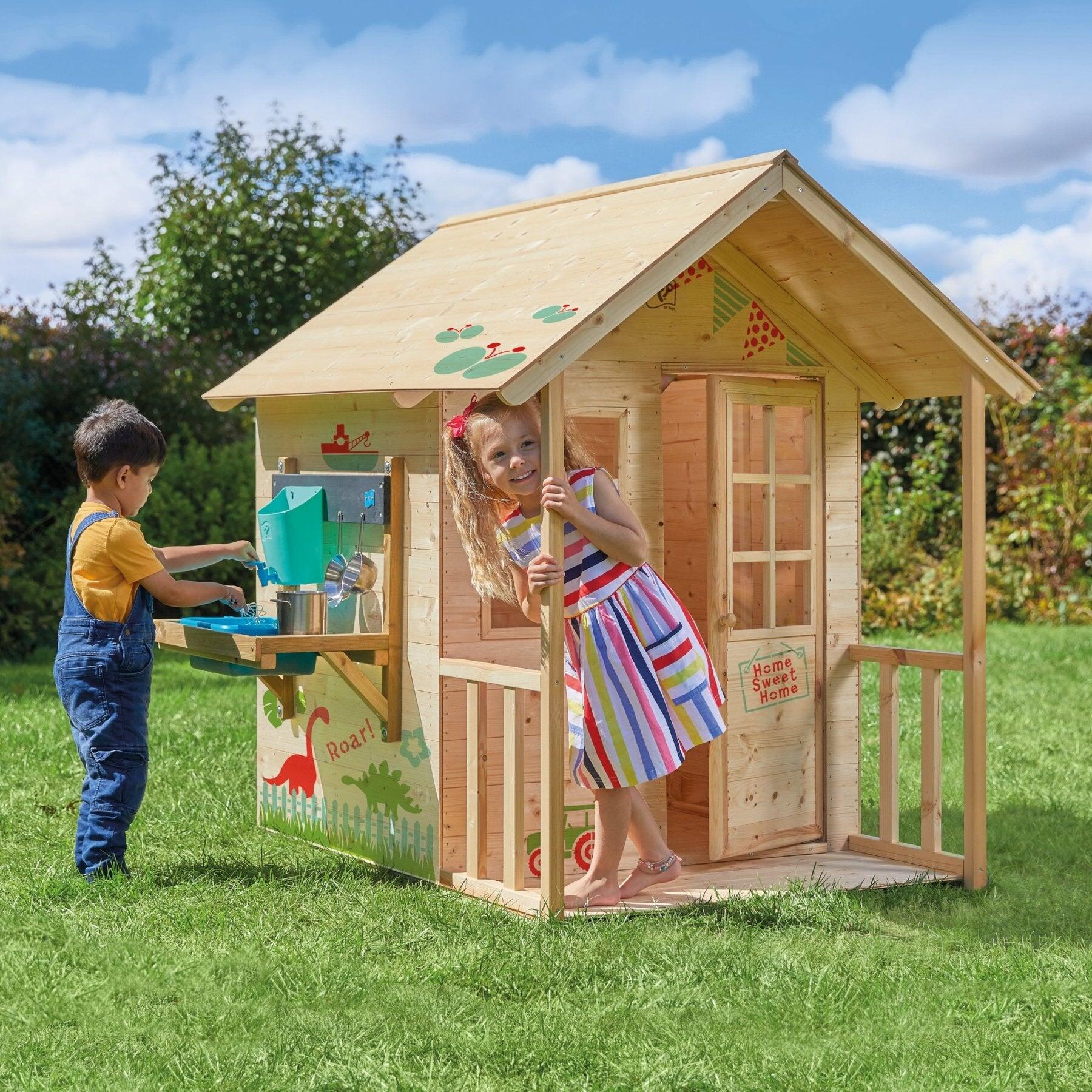Kinderspielhaus im Chalet-Stil mit Outdoor-Küche PRAIRIE Braun FSC® 2/5