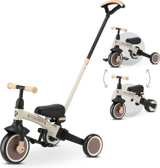 QPLAY Qplay Stager Triciclo 3-em-1 - Dobrável - Marrom