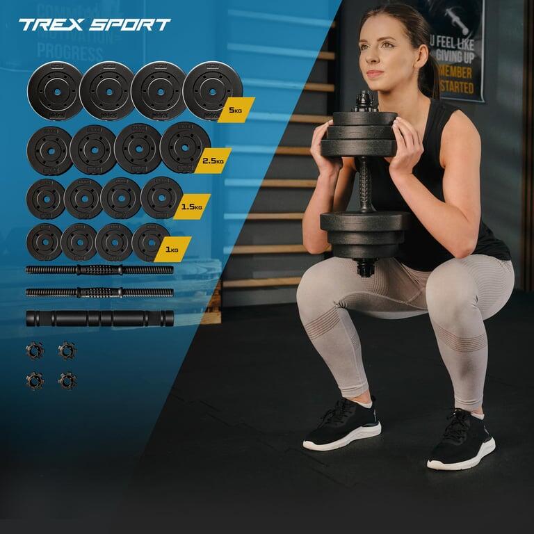 Haltères réglables Trex Sport 2×20 kg avec barre rallonge 2/7