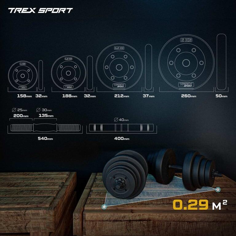 Haltères réglables Trex Sport 2×20 kg avec barre rallonge 4/7