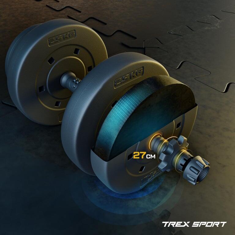 Haltères réglables Trex Sport 2×20 kg avec barre rallonge 6/7