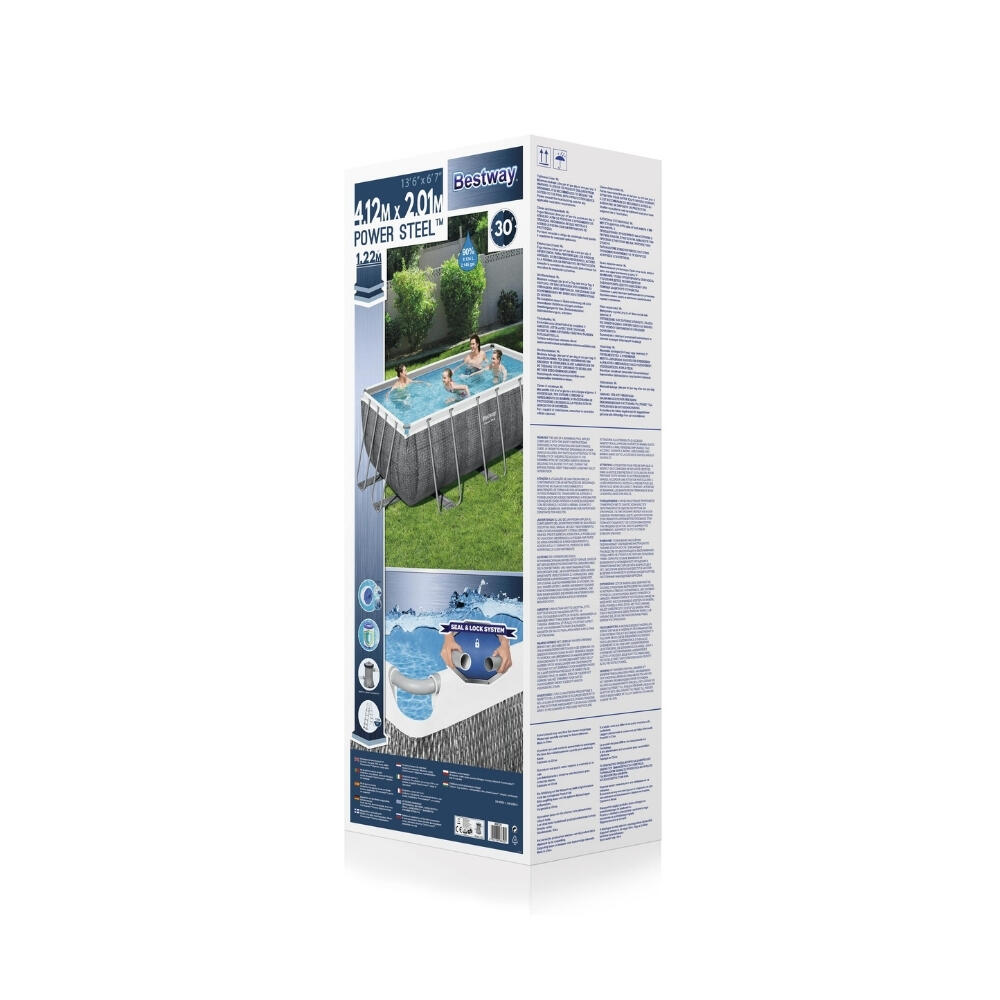 Bestway - Power Steel - Schwimmbeck Pooltreppe - 412x201x122 cm - Rattanprint 4/7