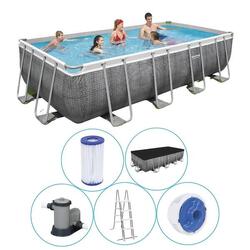 Bestway - Power Steel - Piscine tubulaire - 549x274x122 cm - Impression rotin