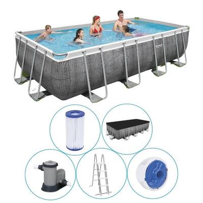 549 x 274 x 122 cm bestway power steel zwembad set rechthoek rotan