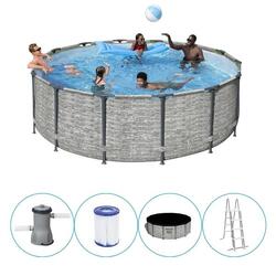 Bestway - Steel Pro MAX - Piscine tubulaire - 427x122 cm - Imprimé pierre