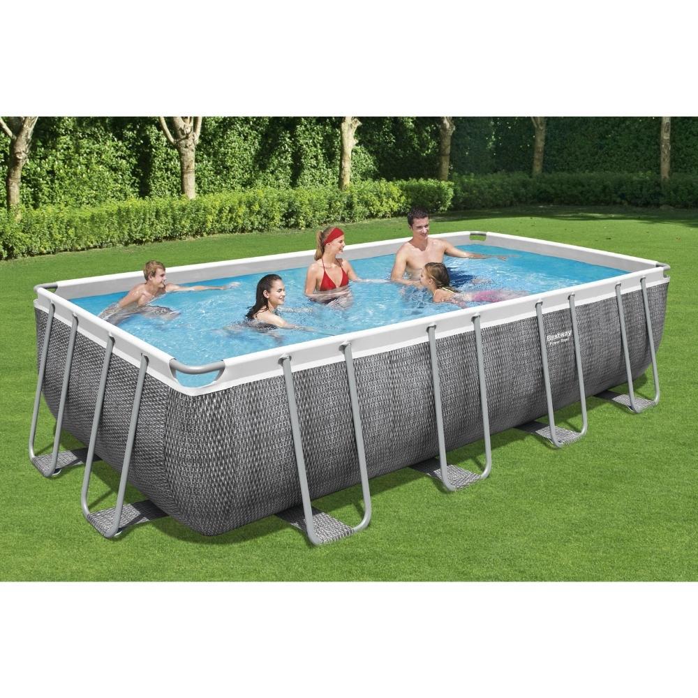 Bestway - Power Steel - Piscine tubulaire - 549x274x122 cm - Impression rotin 2/7