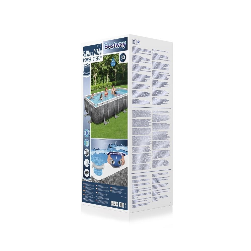 Bestway - Power Steel - Piscine tubulaire - 549x274x122 cm - Impression rotin 4/7