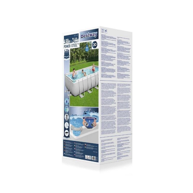 Bestway - Power Steel - Piscine tubulaire - 488x244x122 cm - Rectangulaire