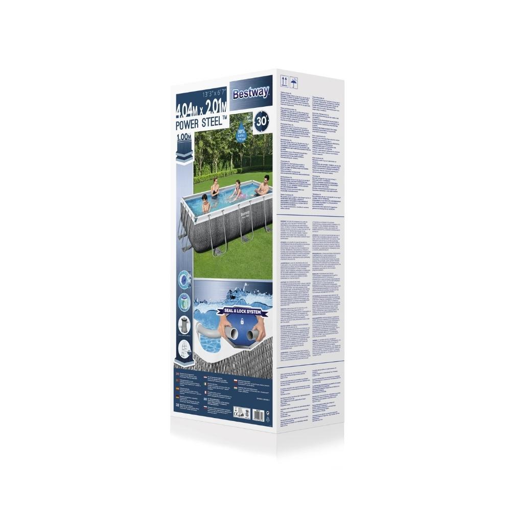 Bestway - Power Steel - Piscine tubulaire - 404x201x100 cm - Impression rotin 4/7