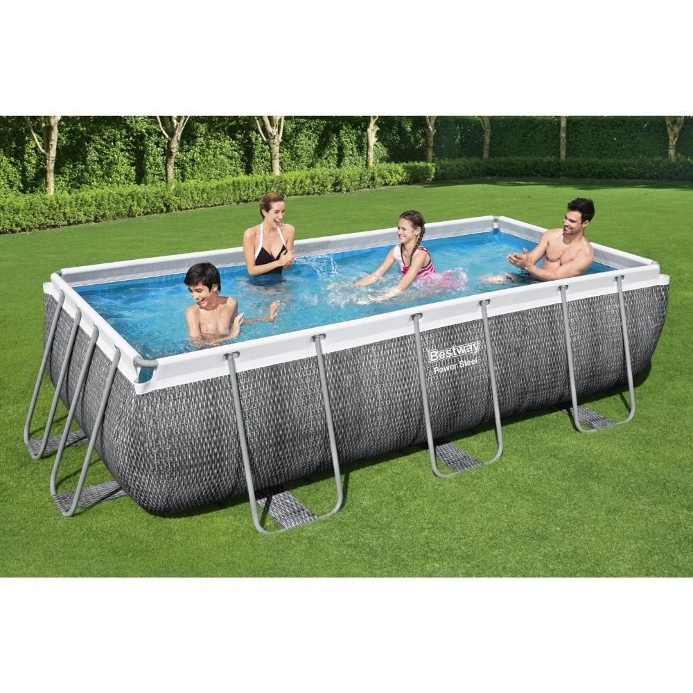 Bestway - Power Steel - Piscine tubulaire - 404x201x100 cm - Impression rotin 2/7