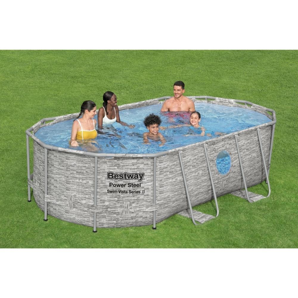 Bestway - Power Steel Swim Vista - Schwimmbeck - 427x250x100 cm - Steindruck 2/7