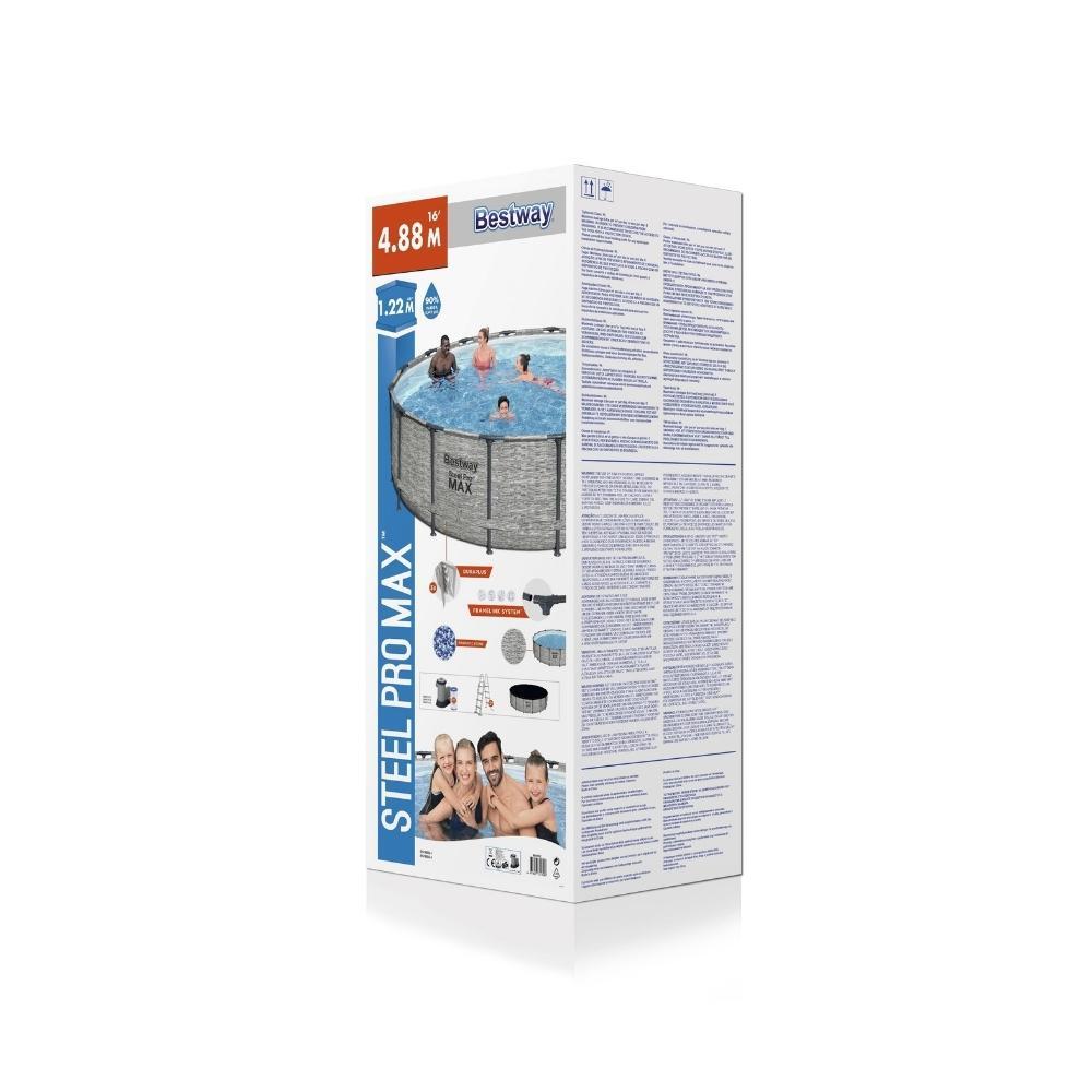 Bestway - Steel Pro MAX - Piscine tubulaire - 488x122 cm - Imprimé pierre 4/7