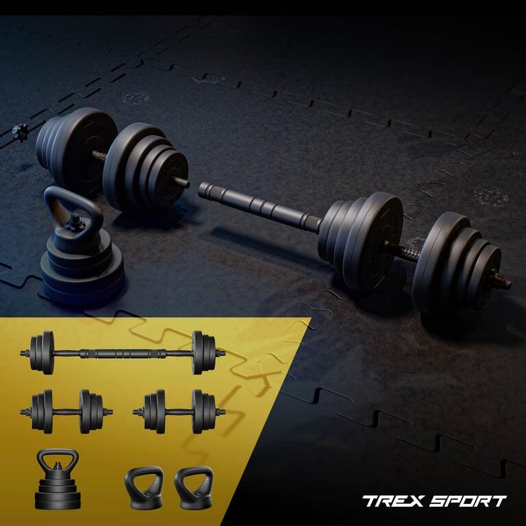 Set 4 en 1 haltères et barre de musculationTrex Sport 2×10 kg avec poignées KB 5/7