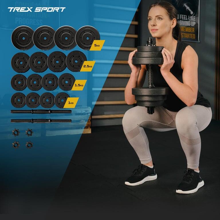 Haltères réglables en bitume Trex Sport 2×20 kg 25 mm 54 cm 2/7