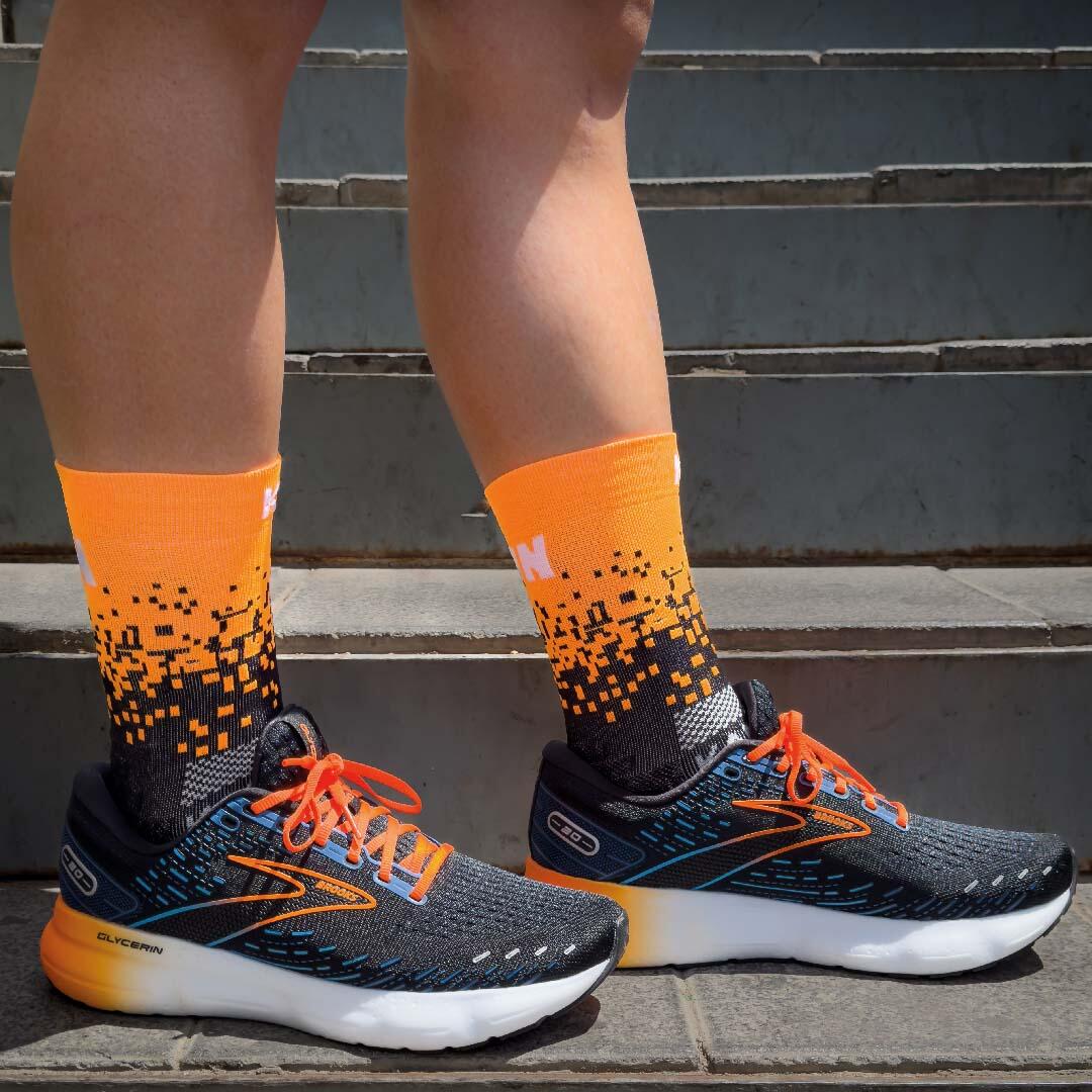 Calze PIXEL 2.0 gambale 2 FILI Running - unisex - arancione fluo 6/7
