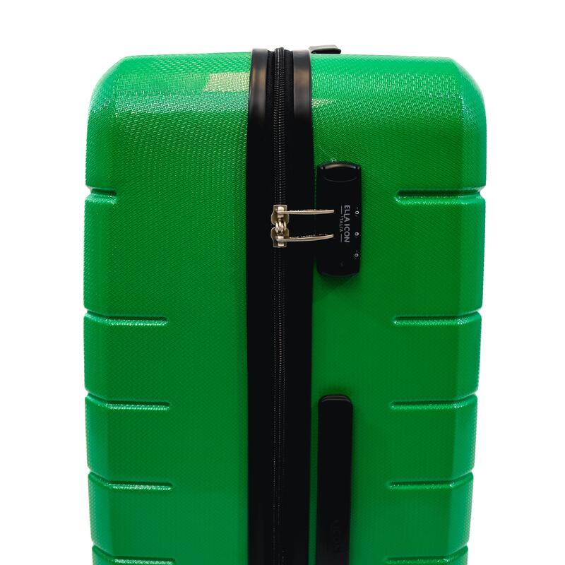 Troler Ella Icon Leaf cu 4 roti duble, ABS, 77x50x30 cm, Verde