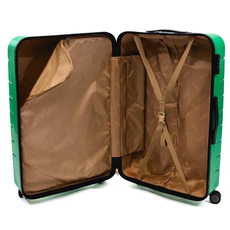 Troler Ella Icon Leaf cu 4 roti duble, ABS, 77x50x30 cm, Verde