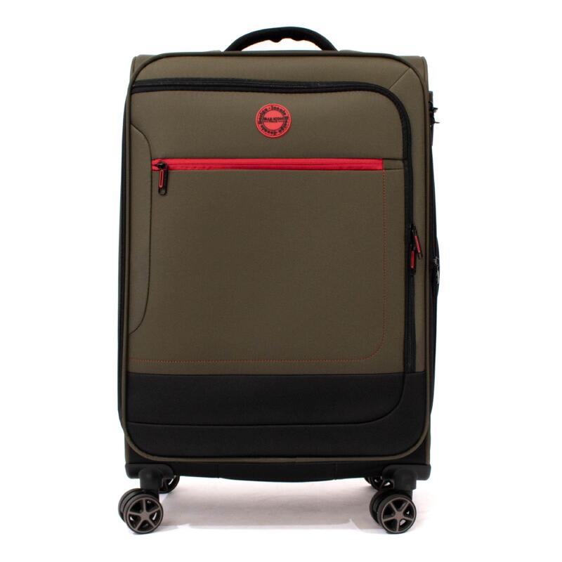 Troler Ella Icon Shadow cu 4 roti duble, Textil, 67x41x25 cm, Kaki