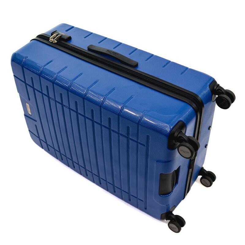 Troler Ella Icon Leaf cu 4 roti duble, ABS, 77x50x30 cm, Albastru