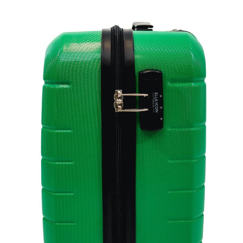 Troler Ella Icon Leaf cu 4 roti duble, ABS, 55x39x23 cm, Verde