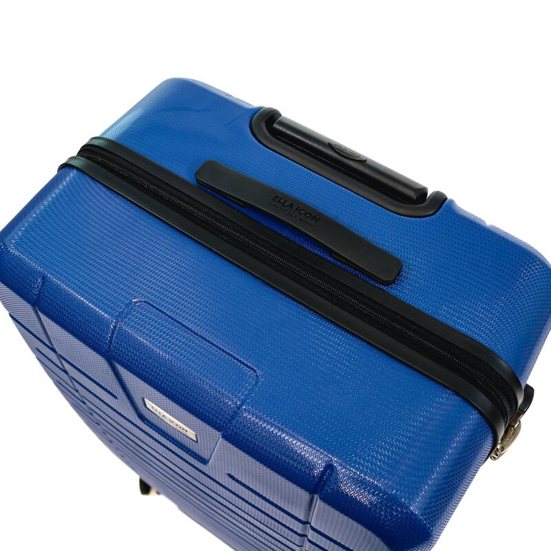Troler Ella Icon Leaf cu 4 roti duble, ABS, 77x50x30 cm, Albastru