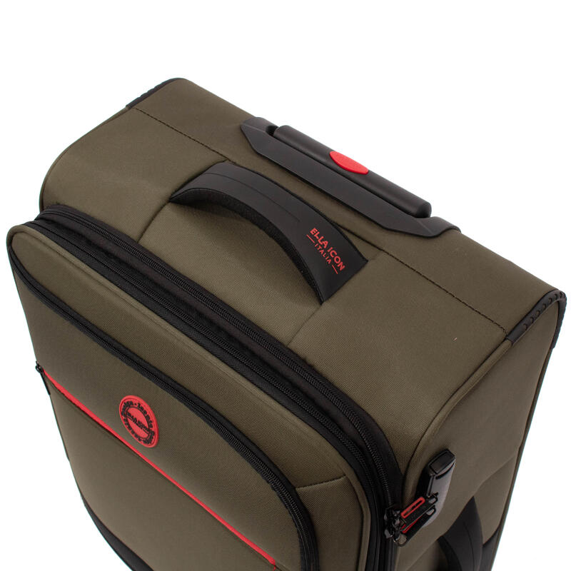Troler Ella Icon Shadow cu 4 roti duble, Textil, 80x47x29 cm, Kaki