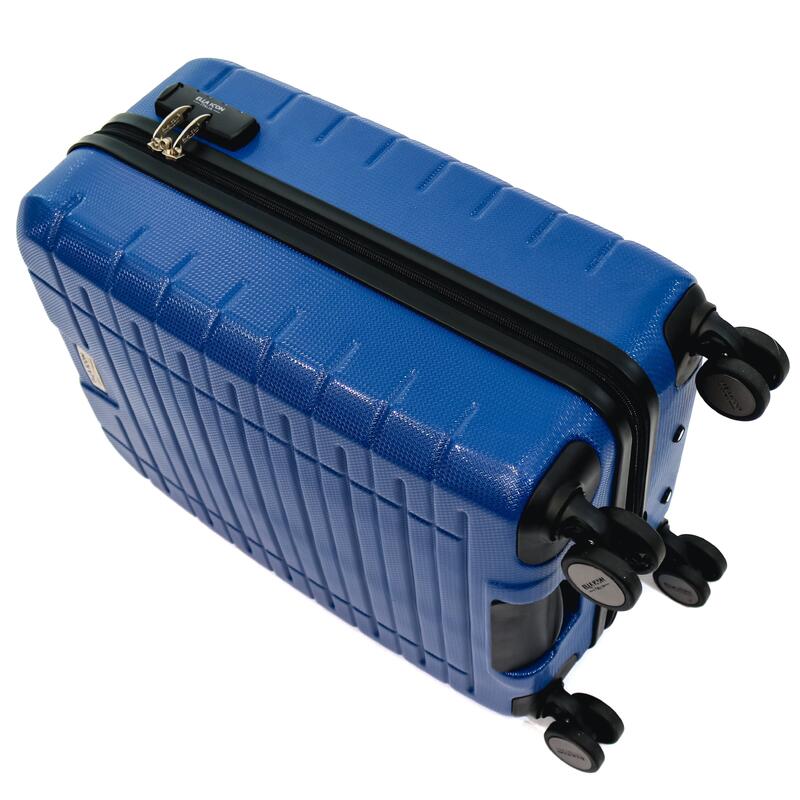 Troler Ella Icon Leaf cu 4 roti duble, ABS, 55x39x23 cm, Albastru
