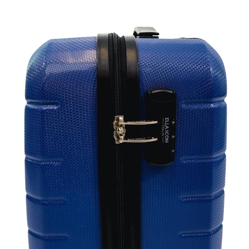 Troler Ella Icon Leaf cu 4 roti duble, ABS, 55x39x23 cm, Albastru