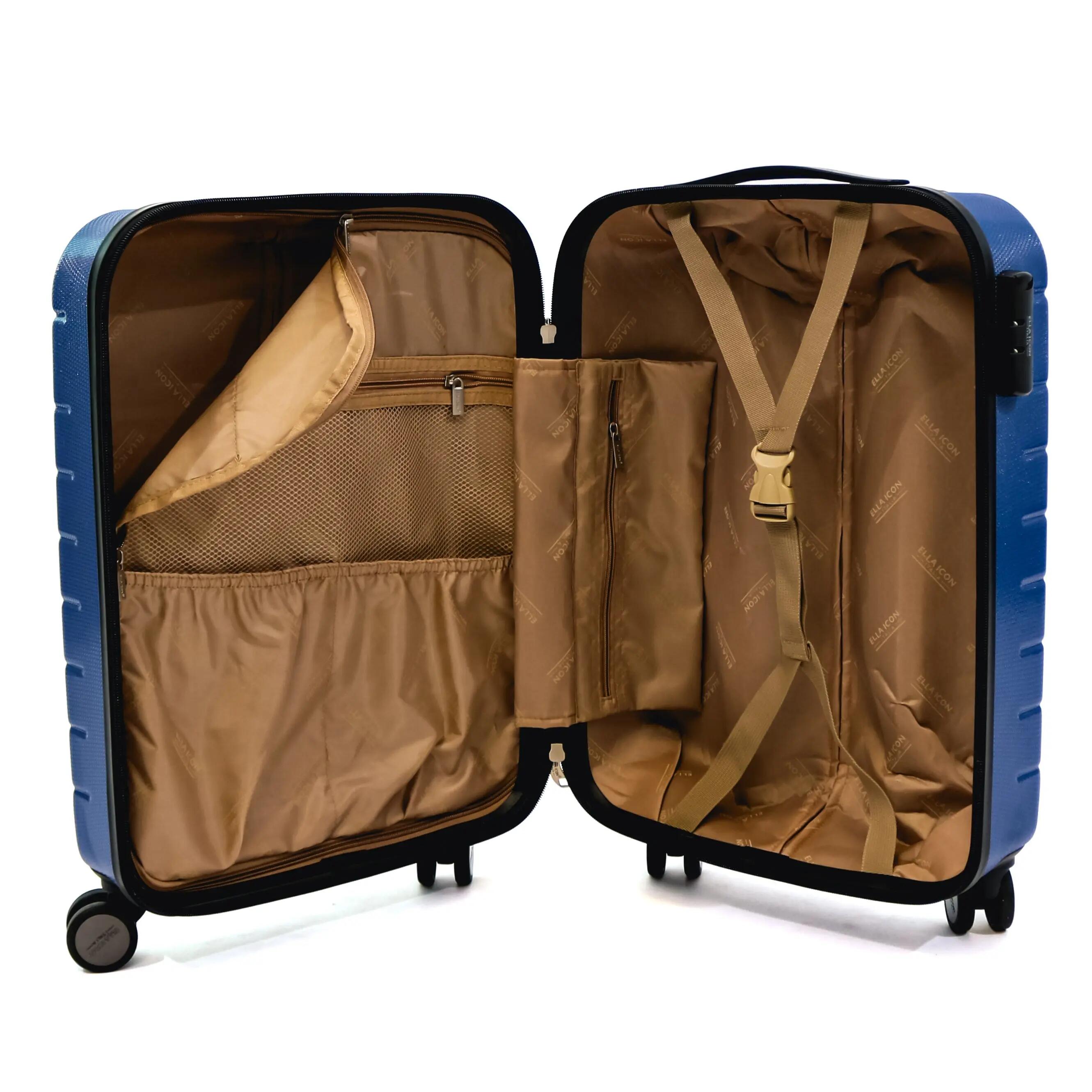 Troler Ella Icon Leaf cu 4 roti duble, ABS, 55x39x23 cm, Albastru 6/6