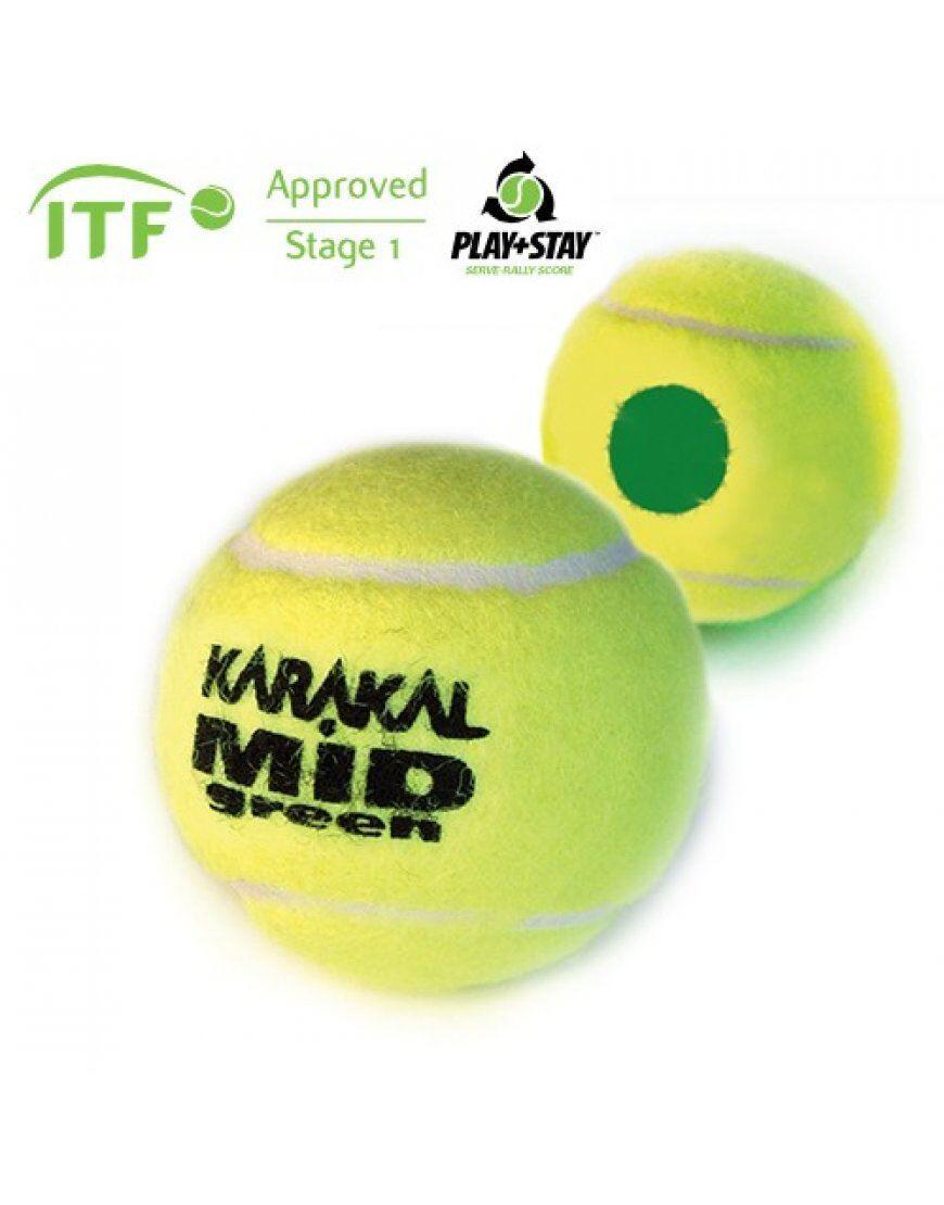 KARAKAL Karakal Mid Green Tennis Ball ITF Approved Low Pressure & Bounce Ball - 1 Dozen