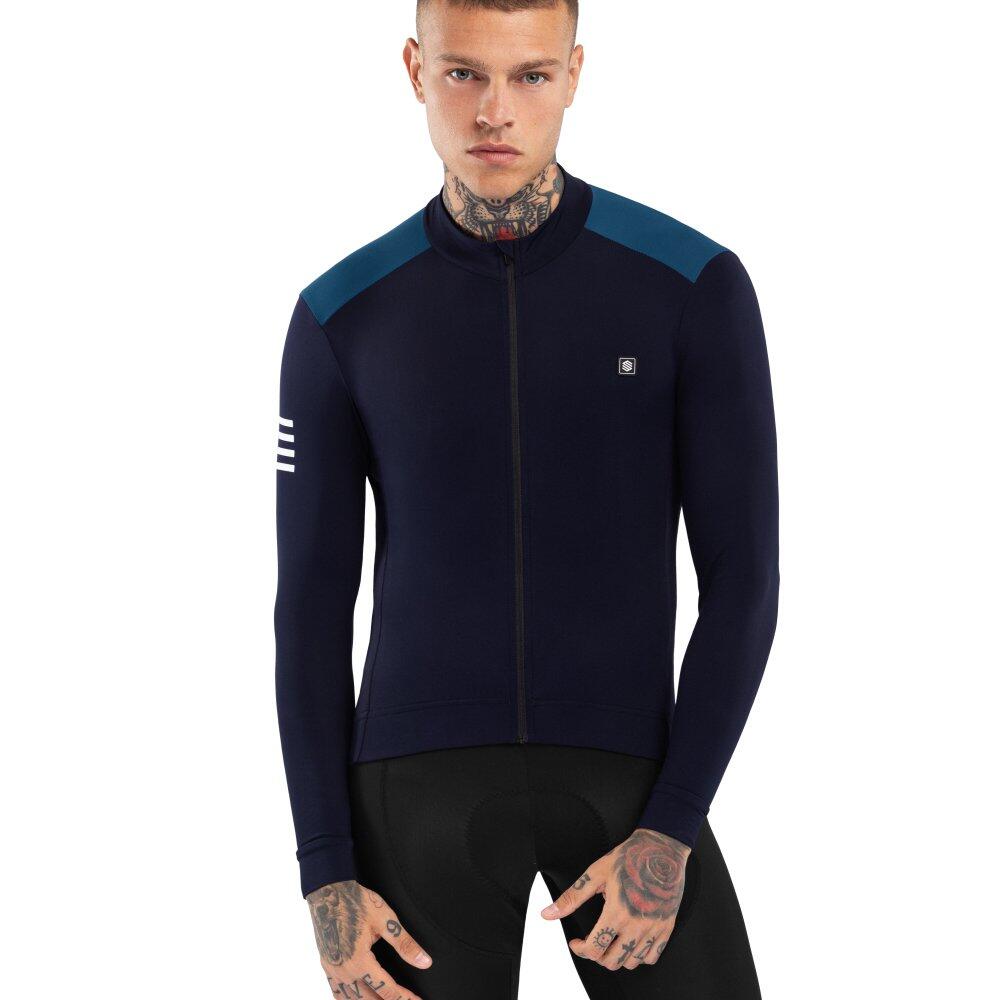 Camisola térmica de ciclismo para homem srx m4 cubilla azul-marinho