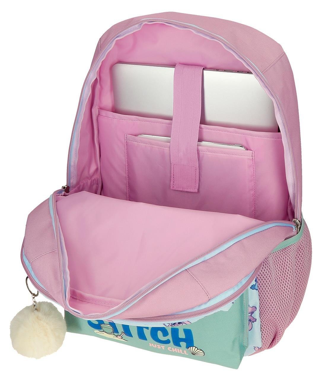 Sac à dos scolaire fille Disney Just Chill deux compartiments 44cm turquoise 3/4