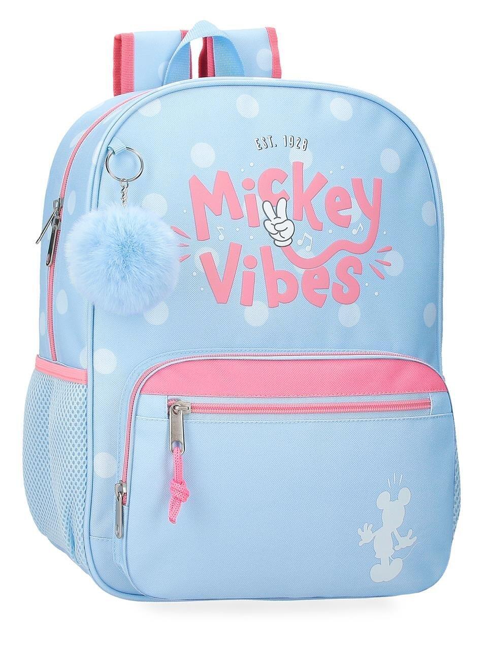 Sac à dos scolaire adaptable fille Disney Mickey Vibes 38cm bleu clair 1/4